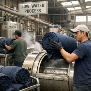 low-water denim finishing process